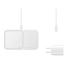 Samsung 15W Super Fast Wireless Charger Duo with Travel Adapter, White